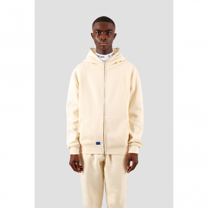 Beige Shark Zip Hoodie