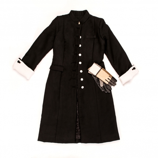 Black and White Wool Coat