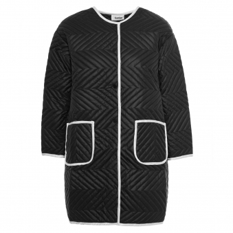 Black Chevron Quilted Coat