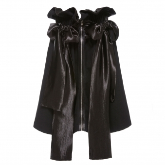 Black Flare Skirt with Silk Bowknot