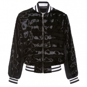 Black Panelled Sporty Fur Jacket