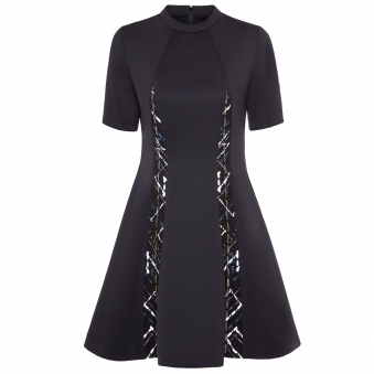 Black Reflective Ribbon Dress