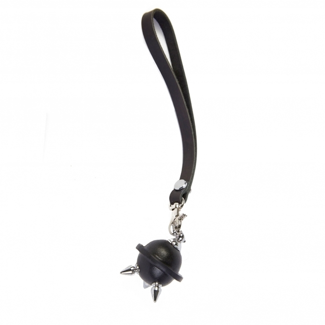 Black & Silver Mini Studded Leather Key Chain/ Necklace