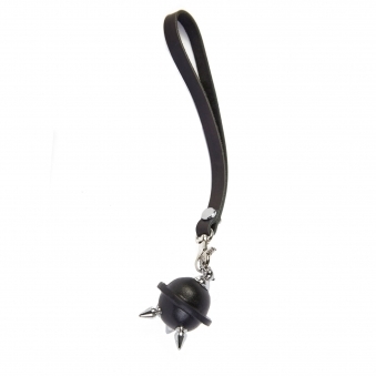 Black & Silver Mini Studded Leather Key Chain/ Necklace