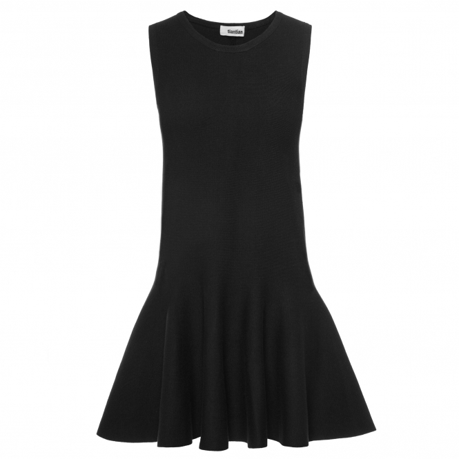 Black Sleeveless Knitted Skater Dress 