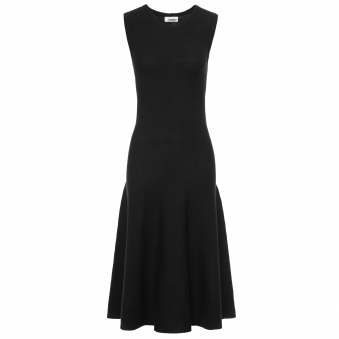 Black Sleeveless Silk-Blend Midi Dress