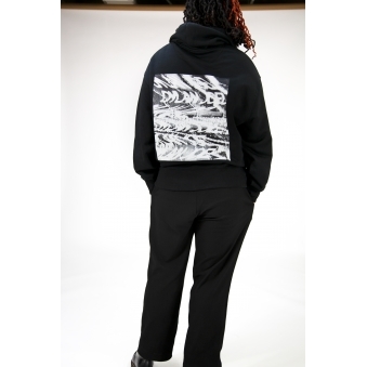 Black static print oversized hoodie