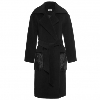 Black Wool Wrap Coat