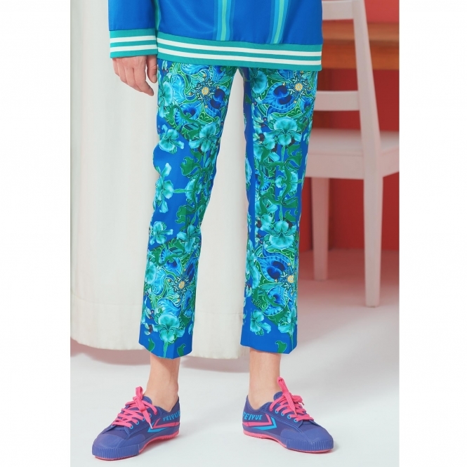 Blue Mojolica Print Straight Pant