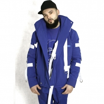 Blue Strap Biker Jacket