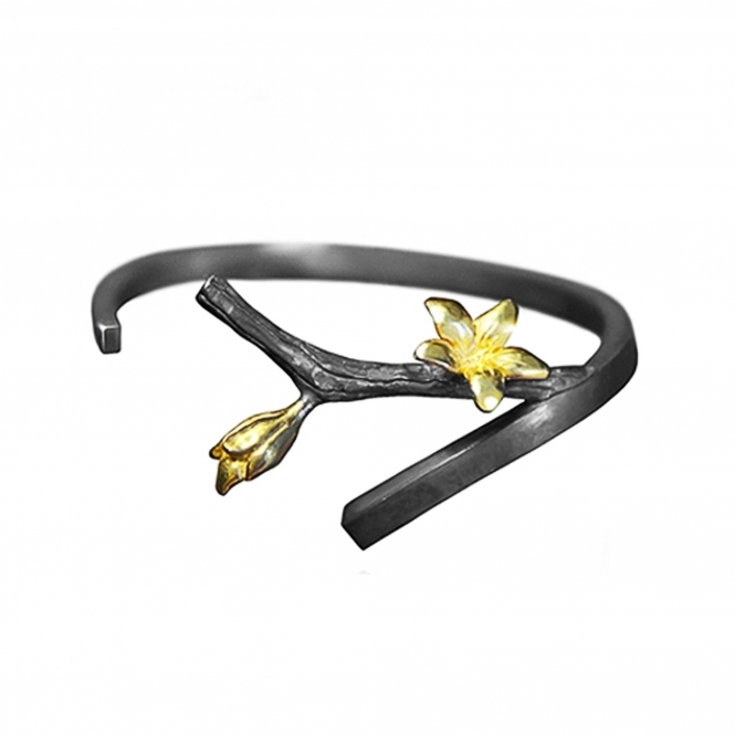 Branch Bangle with Golden Flowers
