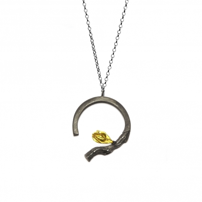 Branch Pendant with Golden Flowers