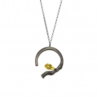 Branch Pendant with Golden Flowers