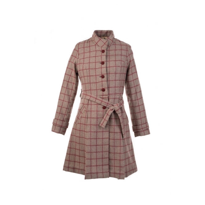 Brown Checkered Coat with Belt