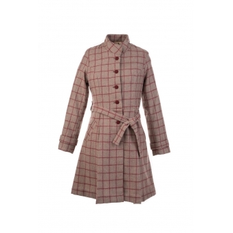 Brown Checkered Coat with Belt