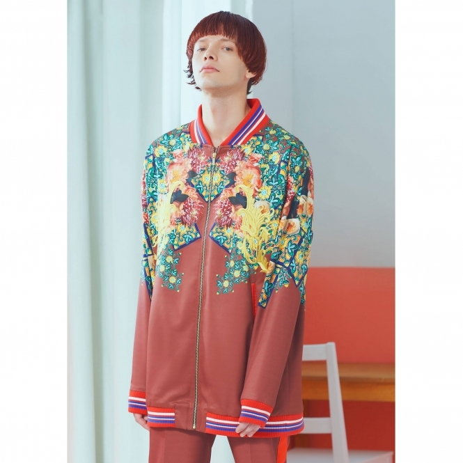 Brown Retro Flower Print Embroidery Jacket