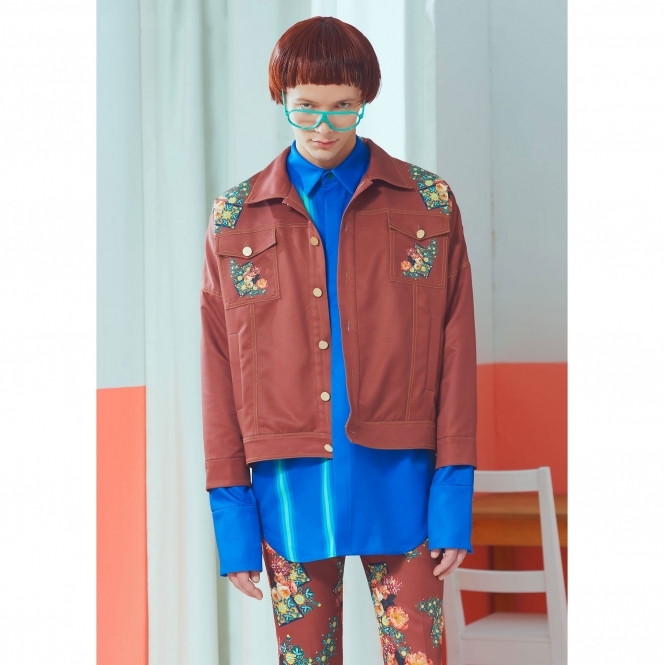 Brown Retro Flower Print Jacket