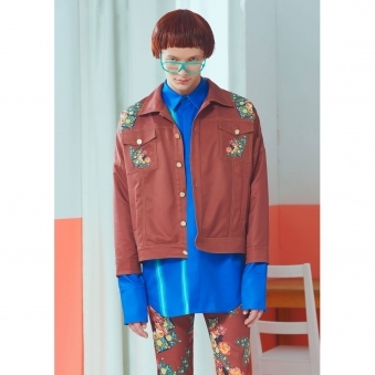 Brown Retro Flower Print Jacket