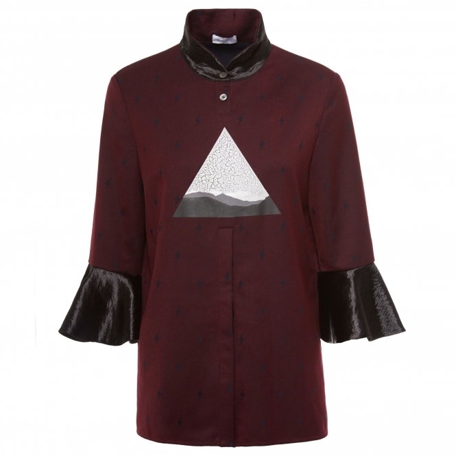 Burgundy Printed Flare Top