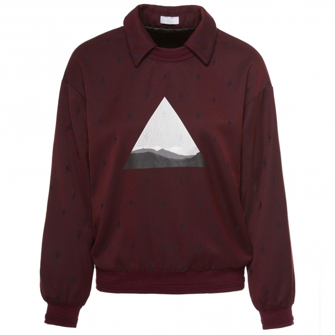 Burgundy Printed Polo Jumper