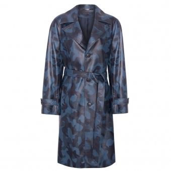 Camo' Leather Trench Coat