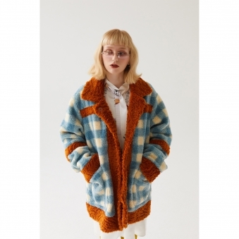 Check Teddy Borg Fur Coat