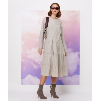 Cross Front Layered Dress with Front Pocket