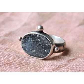 Druzy Agate Sterling Silver Ring