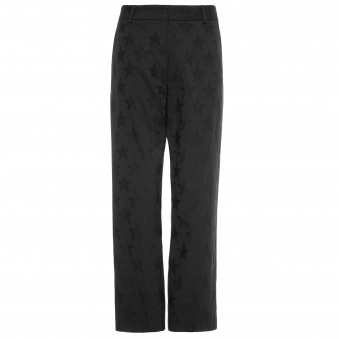 Black Wool Star Jacquard Trousers
