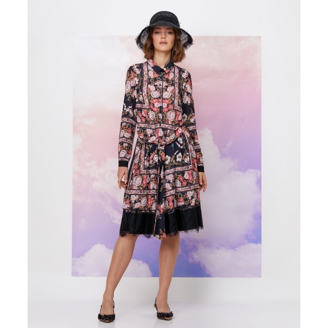Floral Blouse with Front Waist Tie