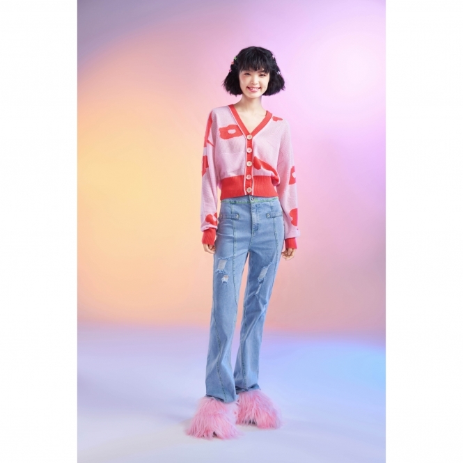 Floral Cutout Cashmere Cardigan