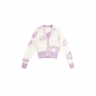 Floral Cutout Cashmere Cardigan