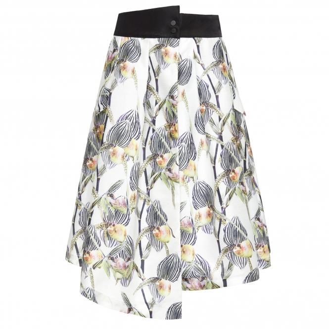 Floral Print Wrap Skirt with Slit
