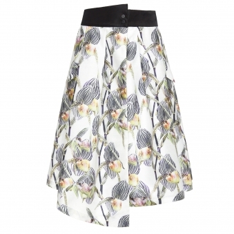 Floral Print Wrap Skirt with Slit