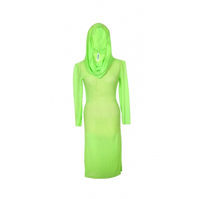 Green hooded maxi dress