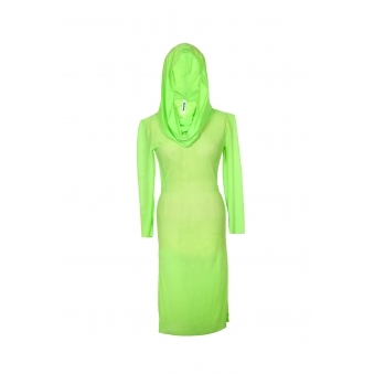 Green hooded maxi dress