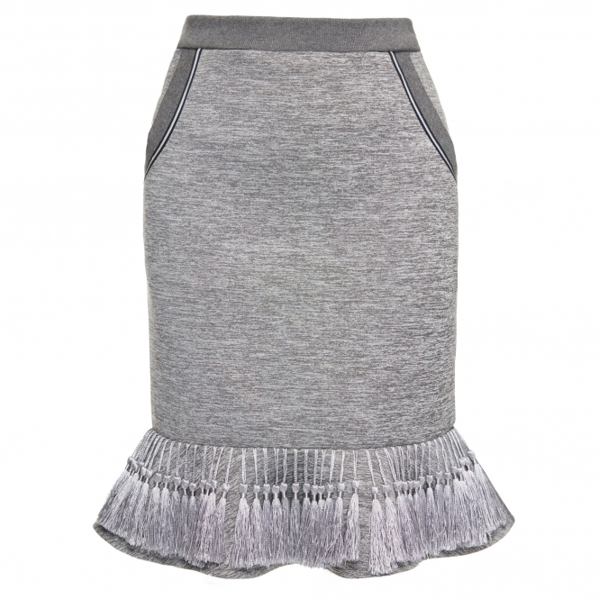 Grey Tasselled Mermaid Midi Skirt