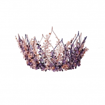 Handmade Violet-Orange Crown with Leaf Shaped details
