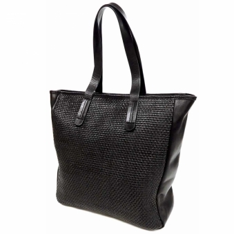 Leather Mesh Tote Bag