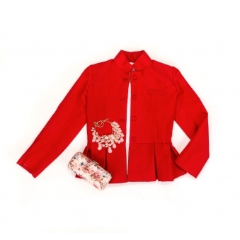 London Red Wool Peplum