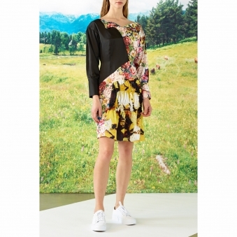 Made To Order Alice Mix Print Square Cut Shibori Dress