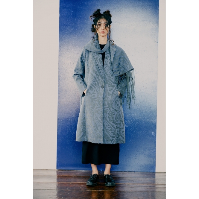 Made To Order Asymmetrical Collar-Half Tailor Half Scarf Long Coat