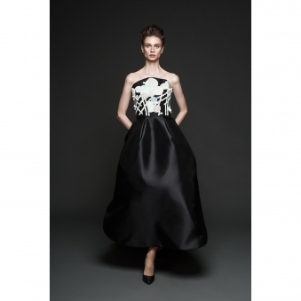 Made To Order Black Embroidered Long Dress 