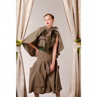 Made To Order Bow Collar Wool Cape Jacket