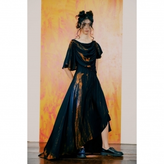 Made To Order Burnt-out Asymmetrical Gathering Maxi Dress