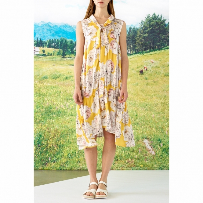 Made To Order Daisy Surrealistic Floral Print Collar and Bow Shibori Dress