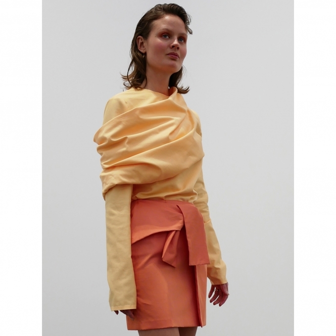 Made To Order Draped Blouse - Apricot