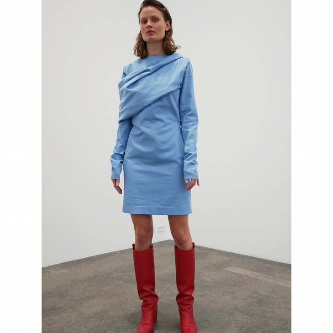 Made To Order Draped Dress - Light Blue
