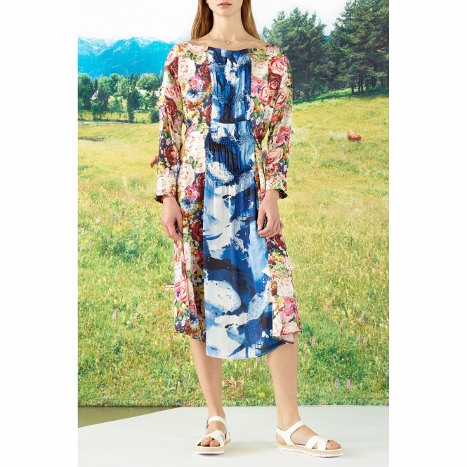 Made To Order Ella Mix Print Drop Shoulder Waisted Shibori Dress