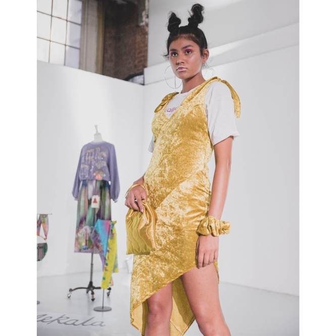 Made to Order Evelyn Diagonal Panelled Asymmetric Dress